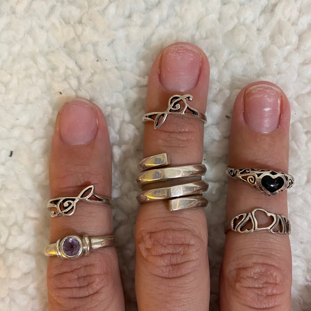 SIX size 6 sterling rings bundle